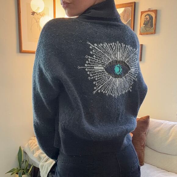 Spiritual Gangster Sweaters - Spiritual Gangster Spirit Eye Royce Wool Cardigan Knit Sweater Gray Size Small